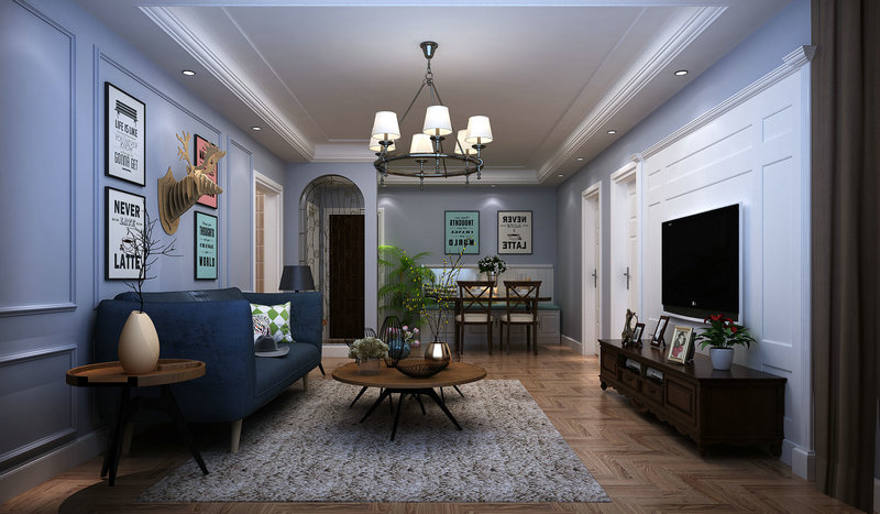 美式客廳案例效果圖